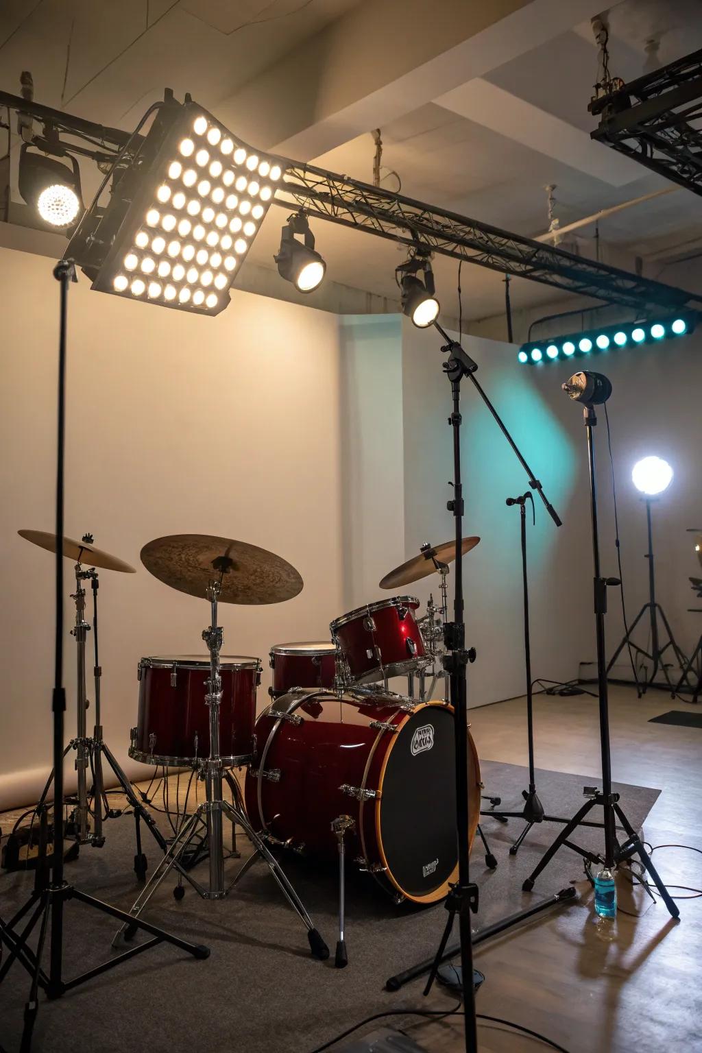 Lighting can dramatically alter the vibe of your drum room.