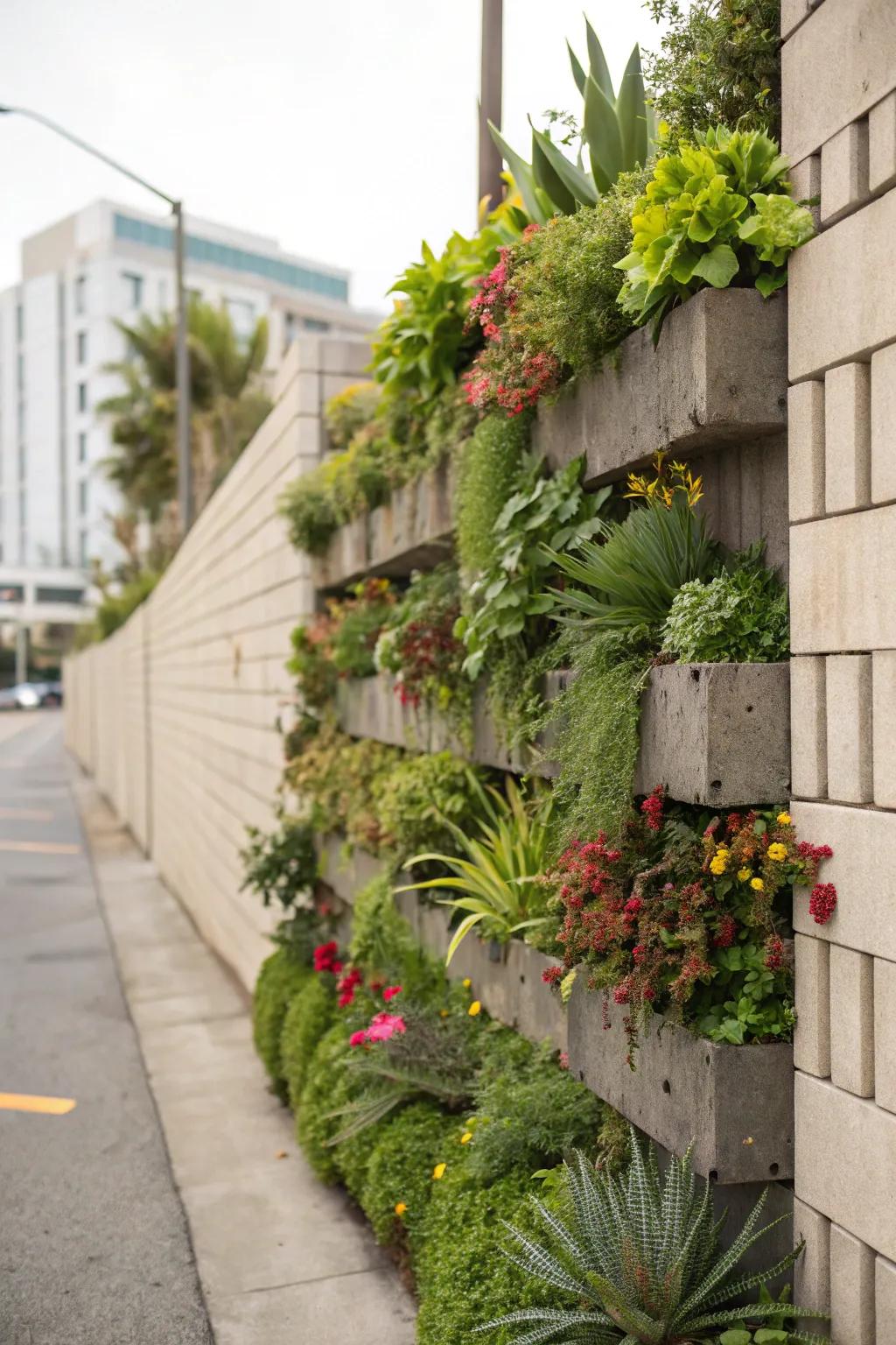 Upright gardens transform structures into vibrant, breathing artwork.