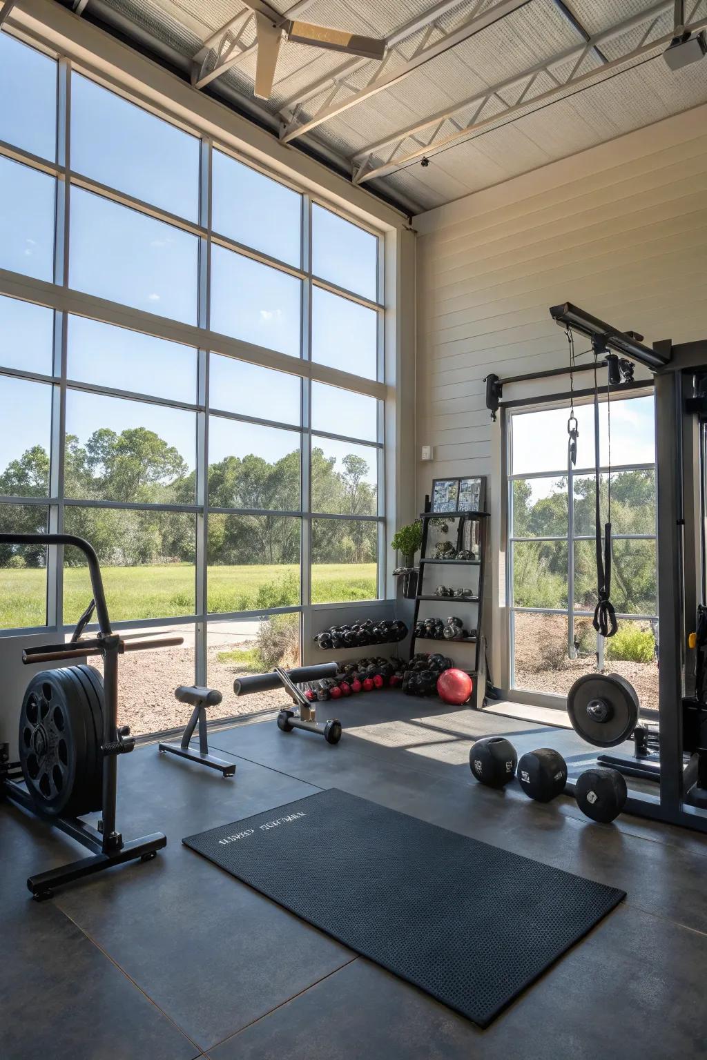 Natural light creates an energizing and inviting workout environment.