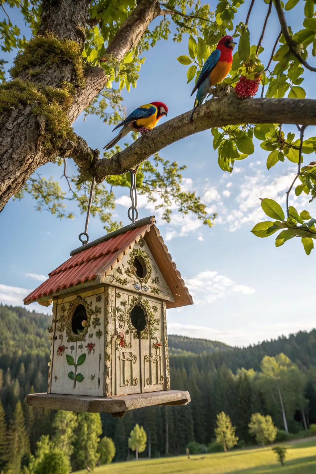 Enhance the garden with bird-friendly decor.