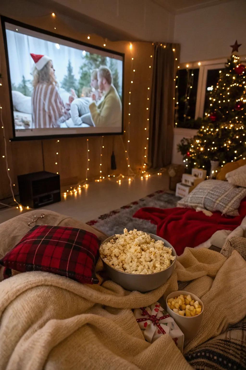 Enjoy a cozy holiday movie marathon with friends and family.