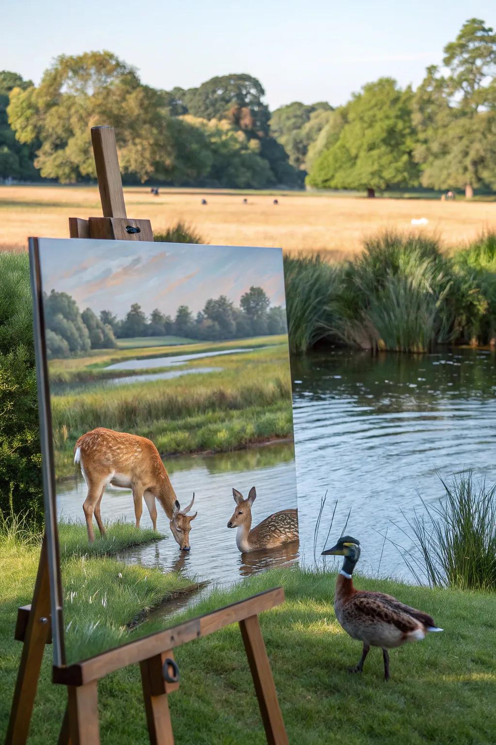 Wildlife portrayed amidst their tranquil habitat.