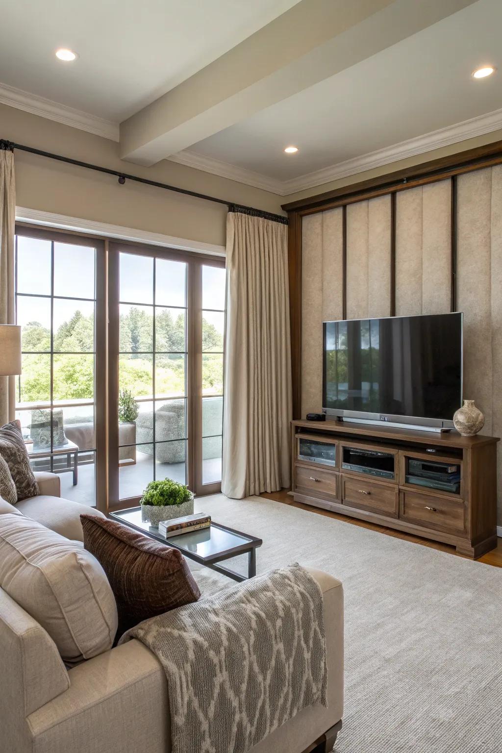 Sliding panels let you hide the TV when it's not being used.