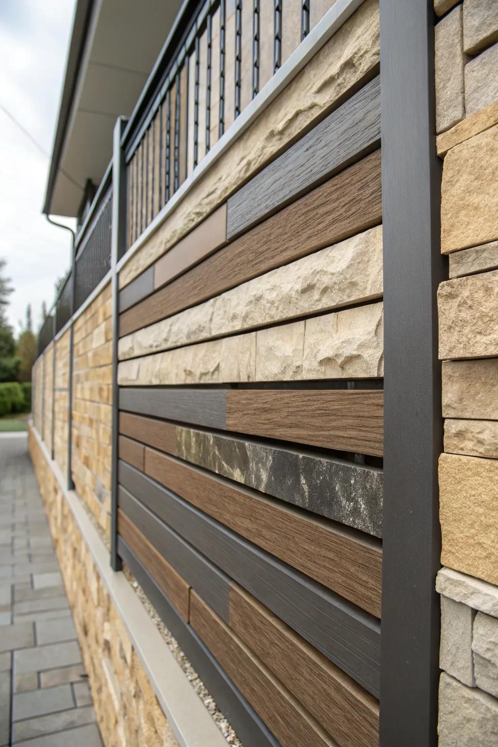 A slat wall showcasing a mix of matte and glossy textures for added interest.