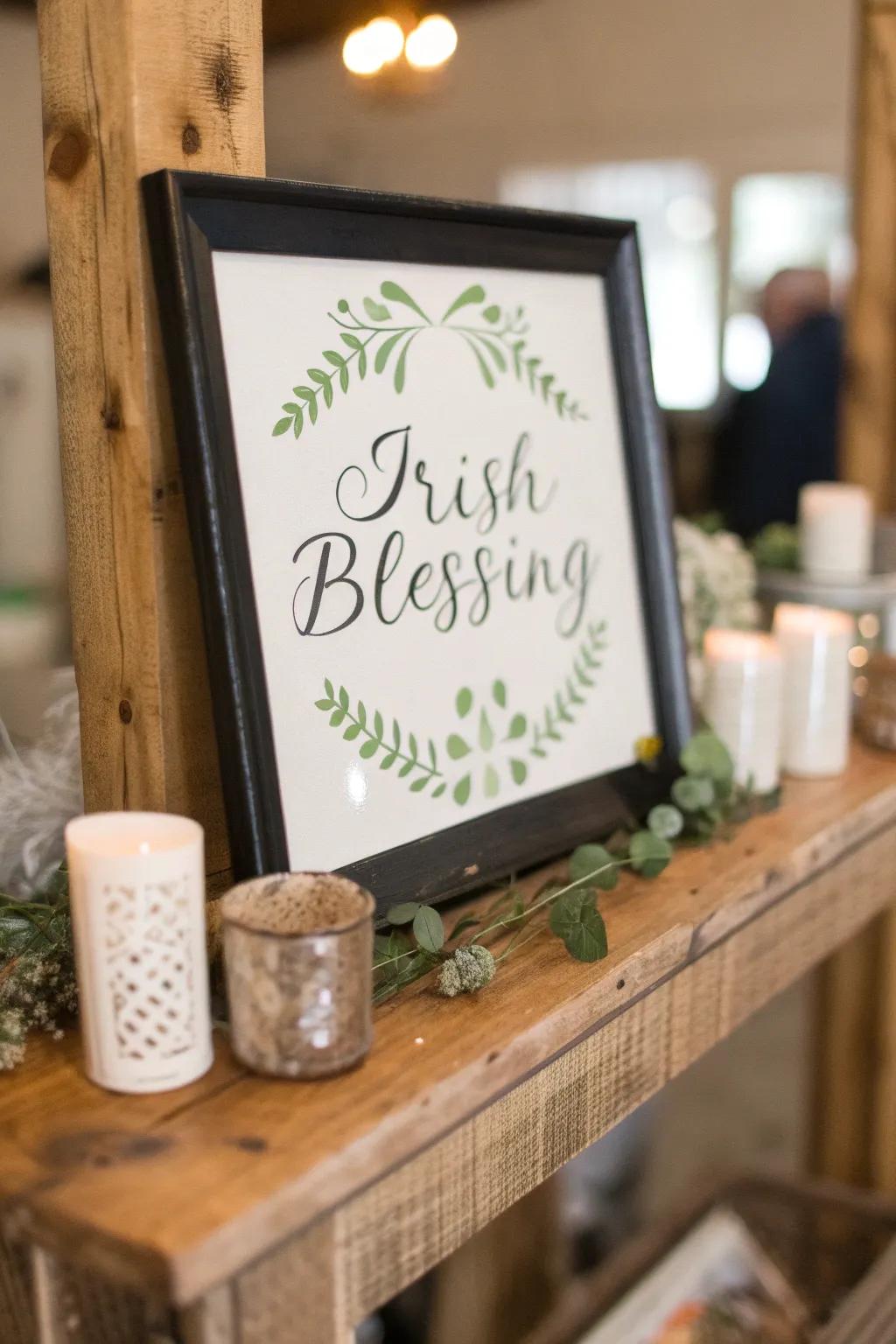 Embody heritage with an elegantly framed Irish blessing.