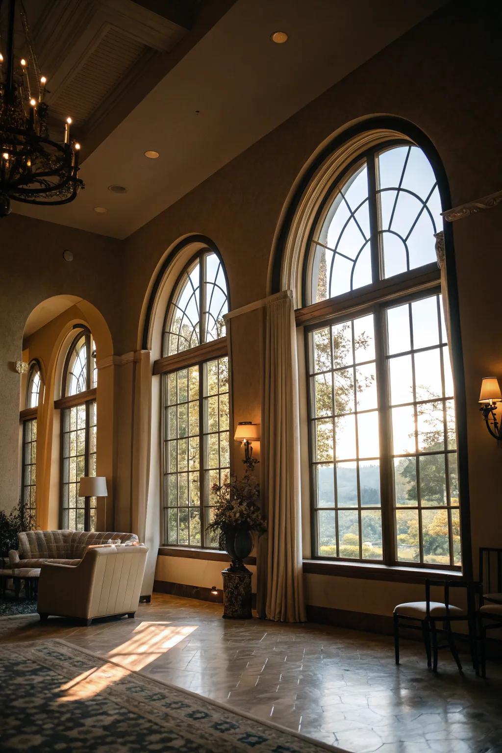 Large windows amplify natural light in style.