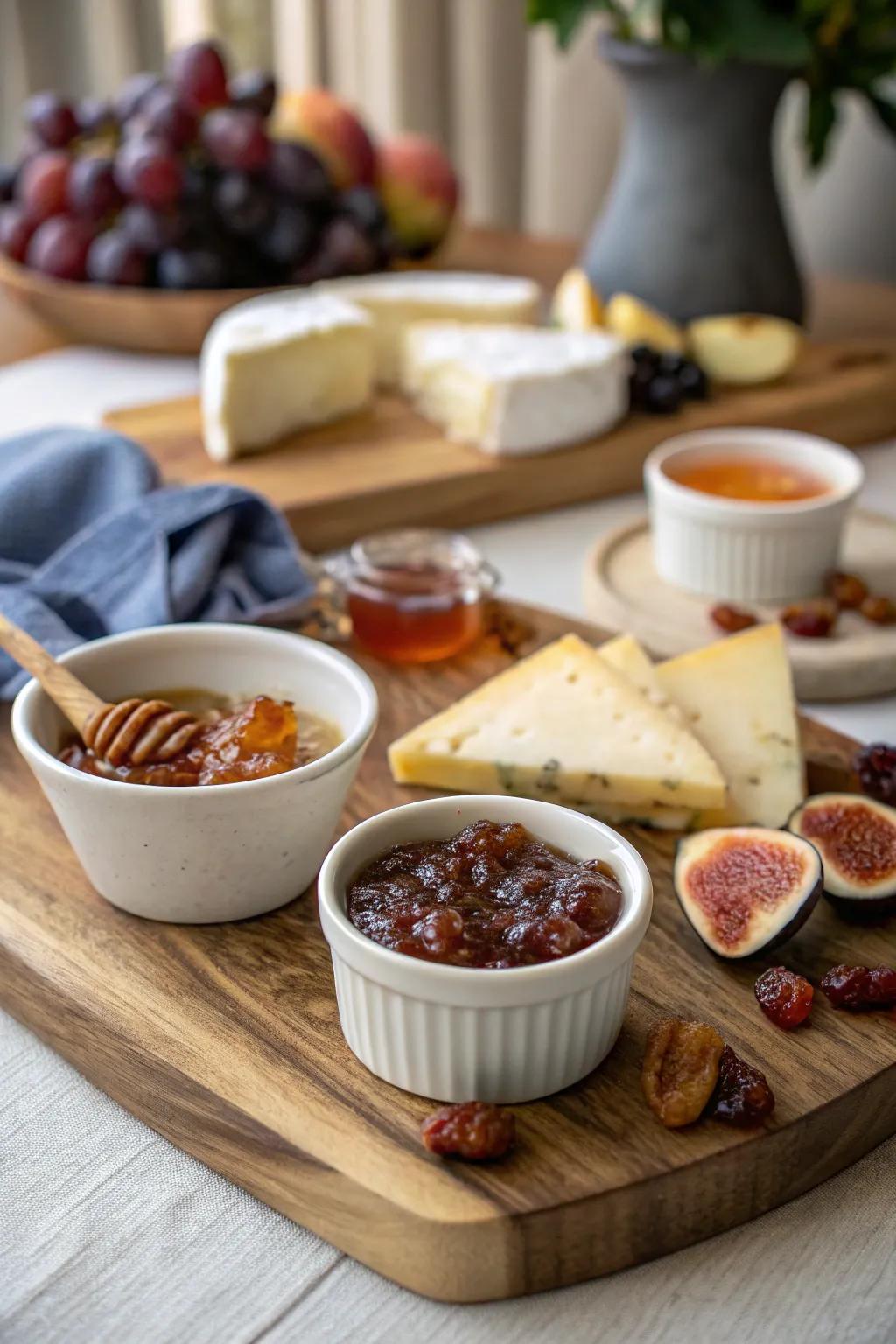 Sweet spreads add a delightful contrast to savory elements.