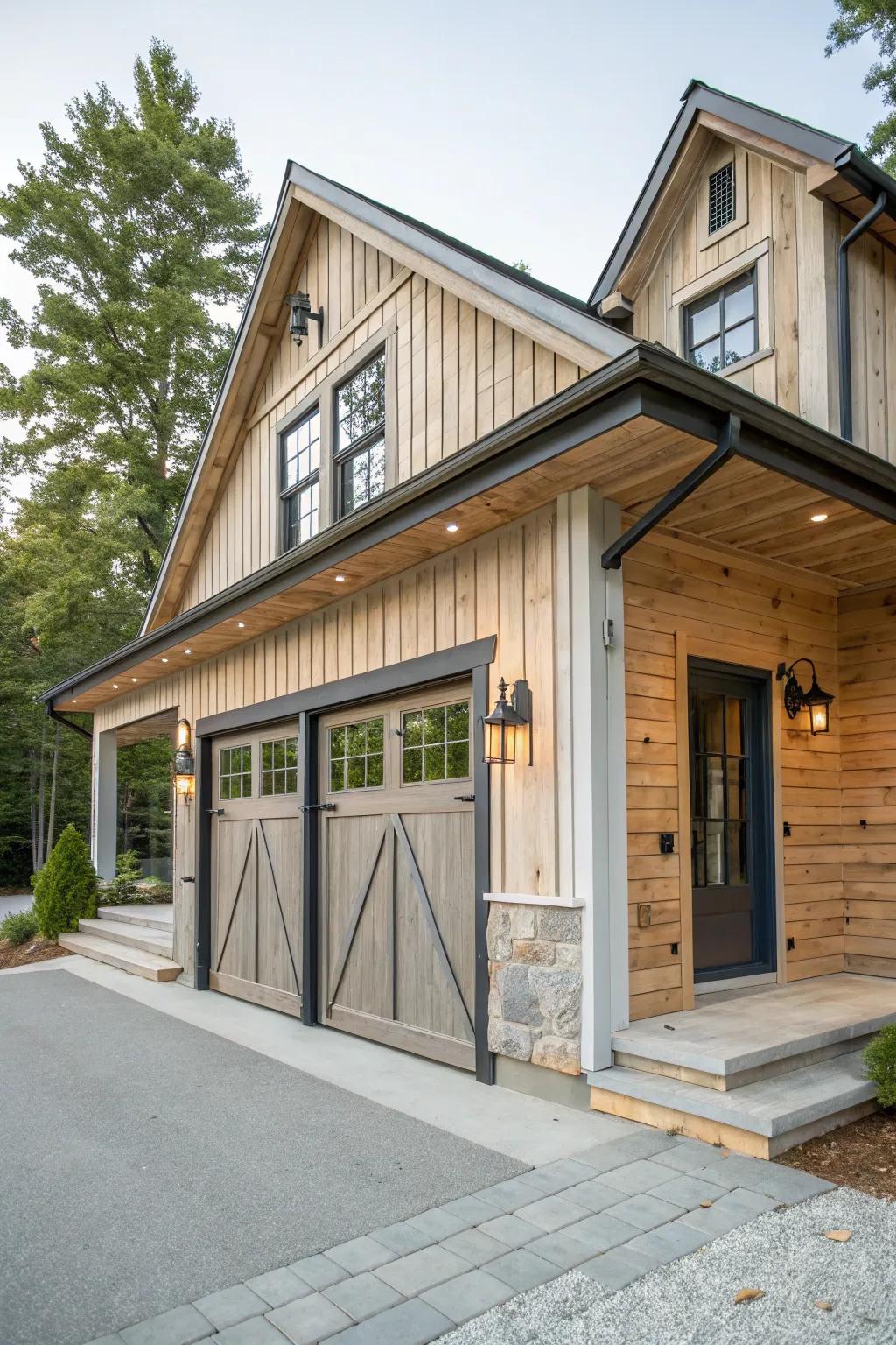 A stylish garage entrance that adds character to the carriage house.