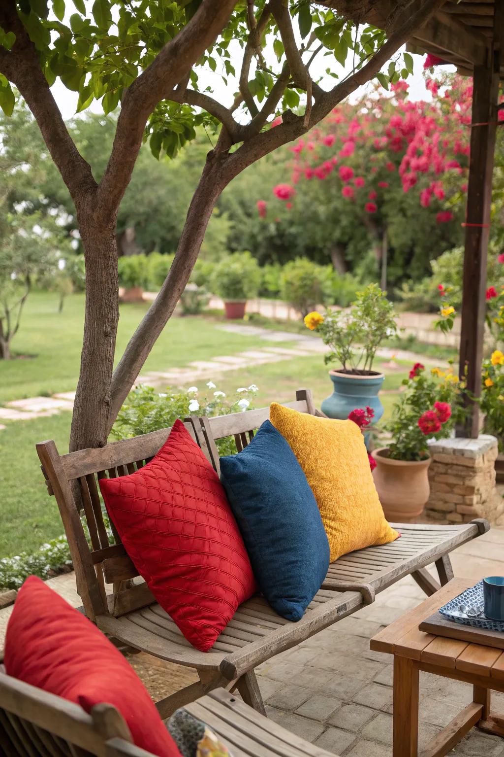 Toss pillows provide a burst of color and ease.