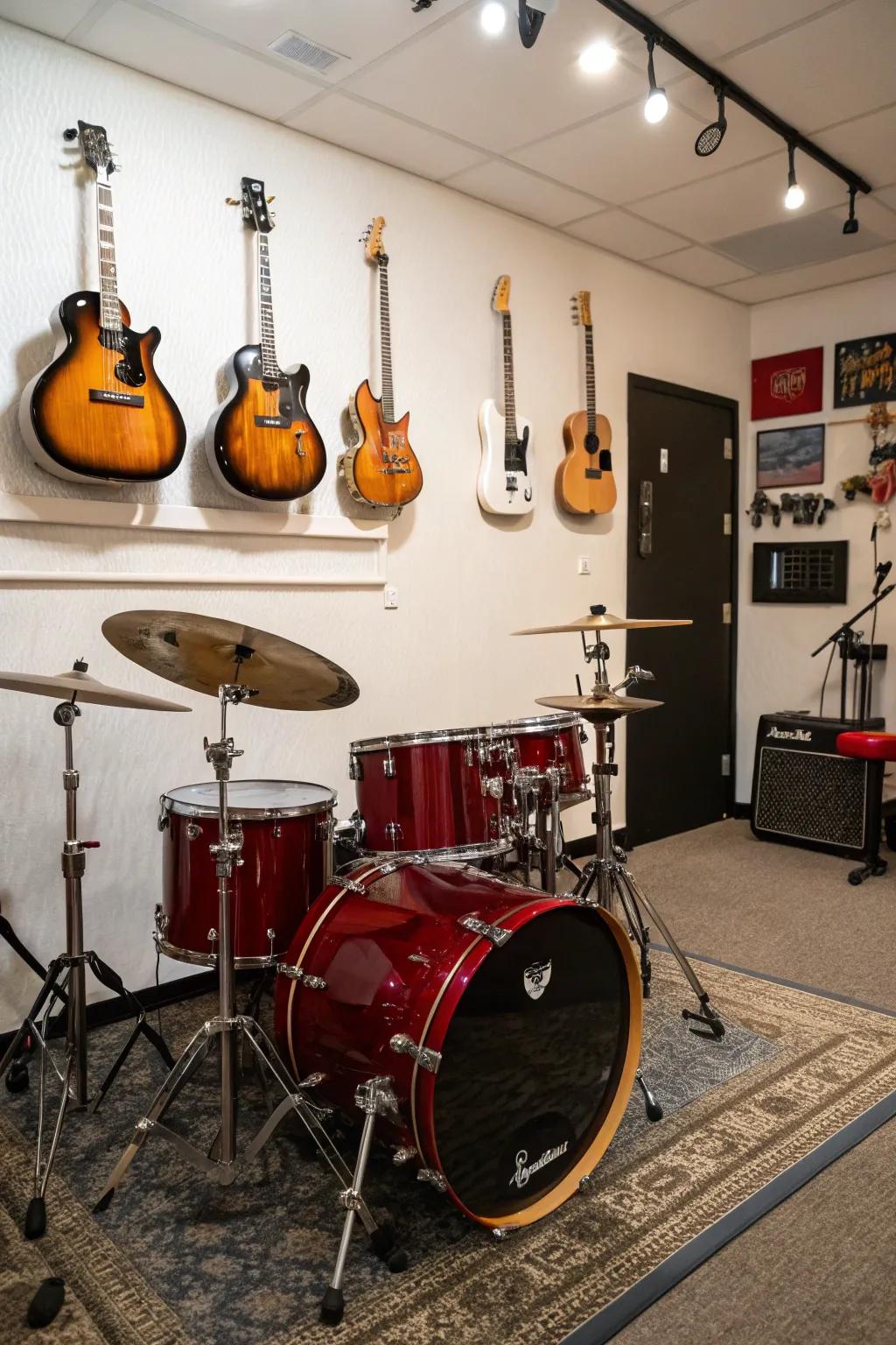 Wall-mounted instruments add depth and visual interest to your decor.