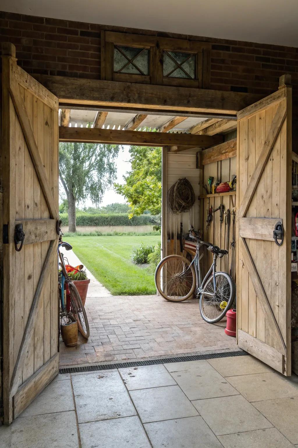 Sliding barn doors bring style and functionality to your garage.