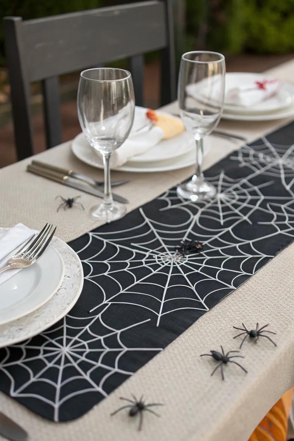 Spin a web of intrigue with this spooky table runner.