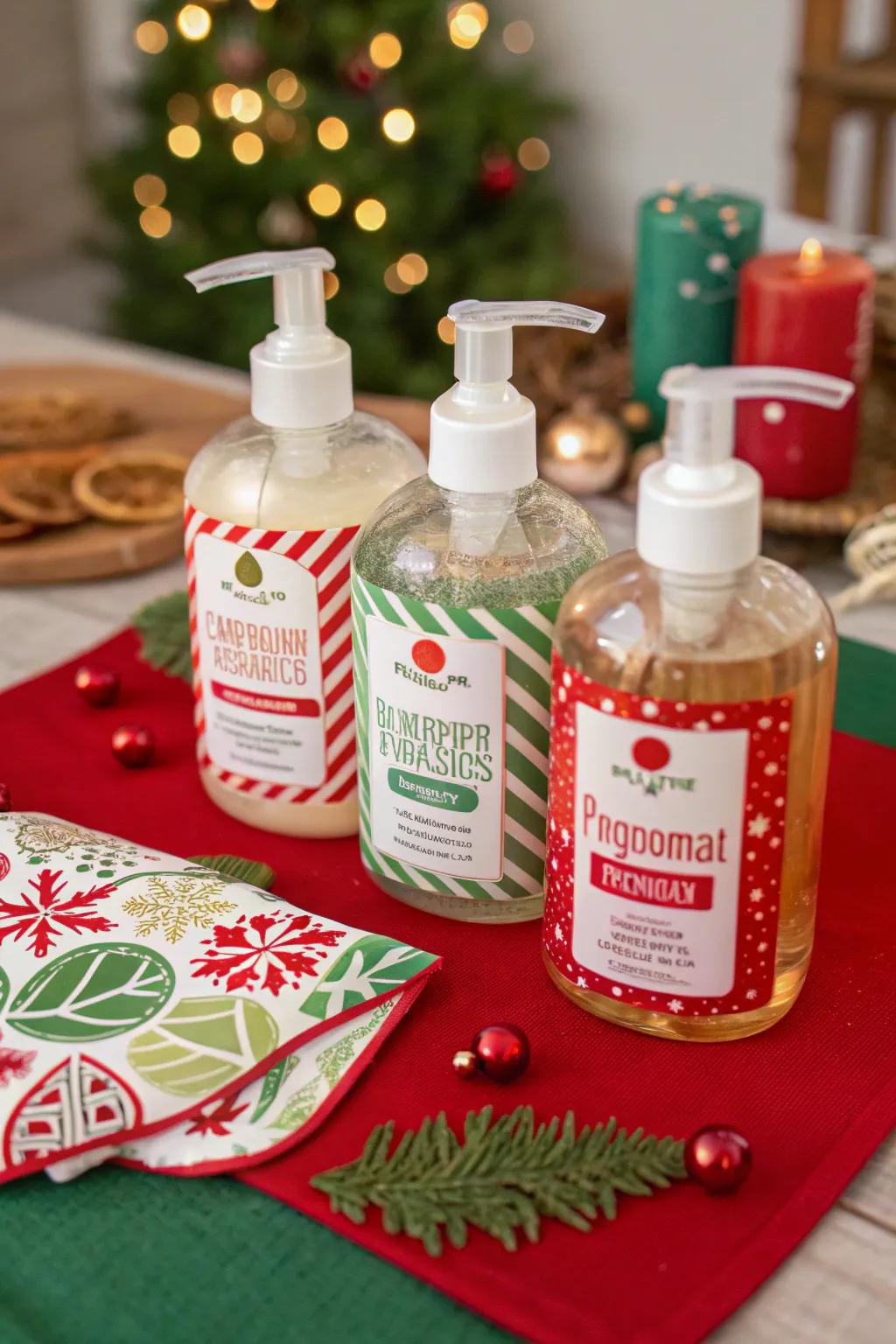 Holiday-scented <strong>hand cleansers</strong> excellent for gifting.” loading=”lazy” class=”pimg”>
	</picture><figcaption>Holiday-scented <strong>hand cleansers</strong> excellent for gifting.</figcaption></figure>
<p>Pick <strong>hand cleanser</strong> in vacation scents like peppermint or cinnamon to stimulate the cheery period. It’s a little deluxe that brings a smile.</p>
<h3>You might give these a try:</h3>
<ul class=