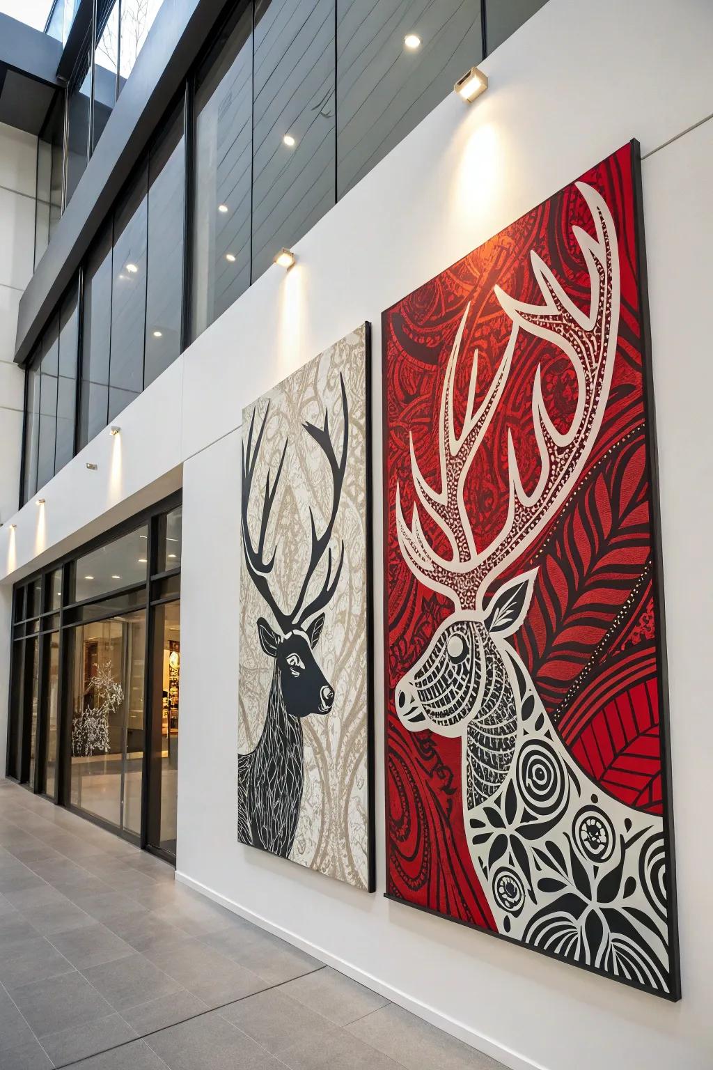 Abstract antler artwork providing a modern countryside touch.