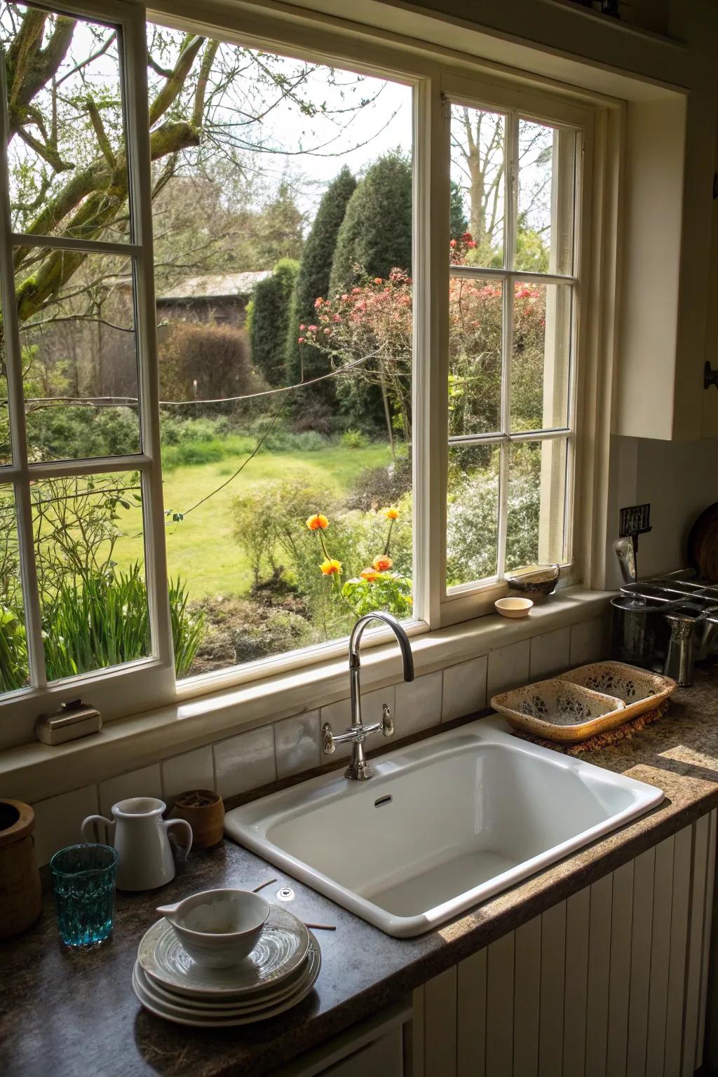 A corner sink transforms a mundane task into a serene experience.