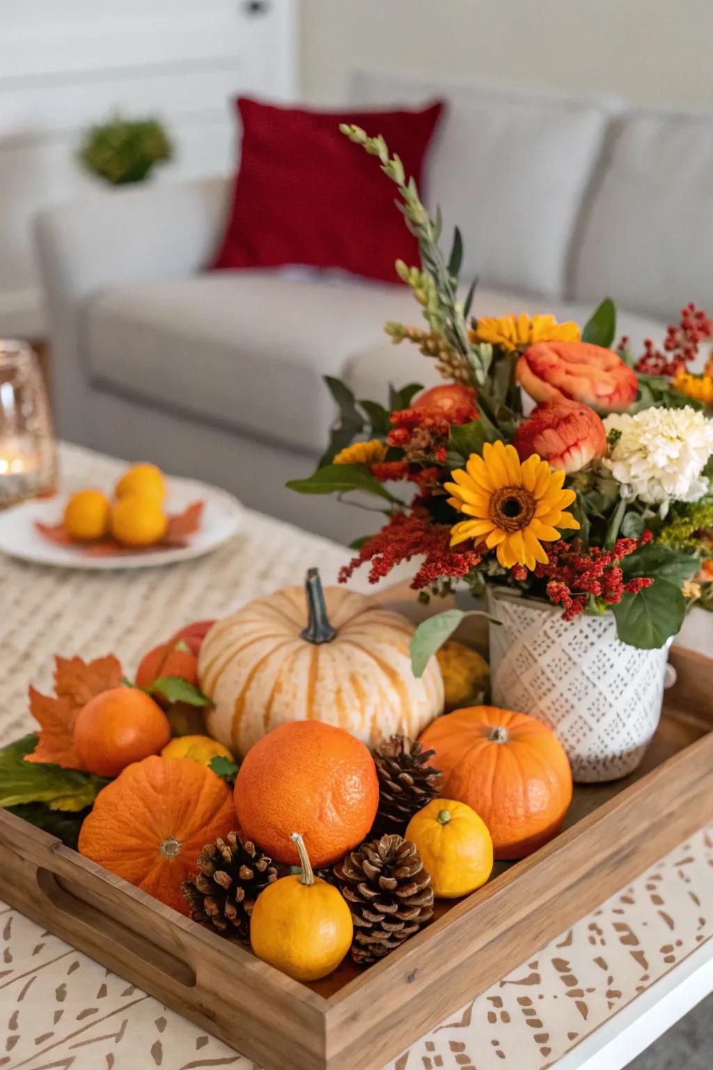 This impressive table display embodies the heart of autumn.