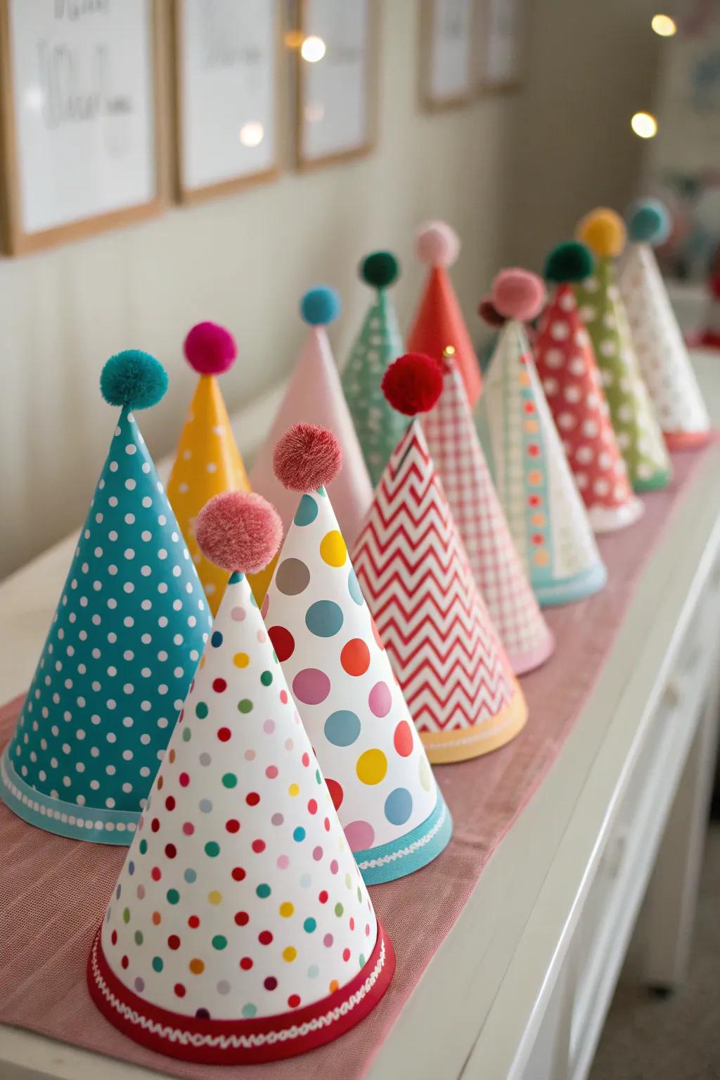 Mini party hats bring extra cheer to any celebration.