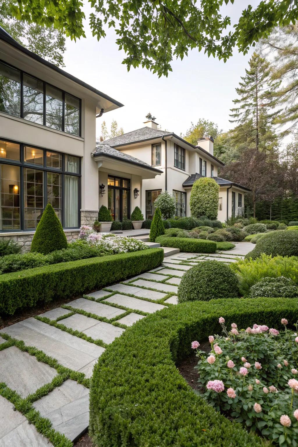 A full garden that beautifully adds to the modern design.