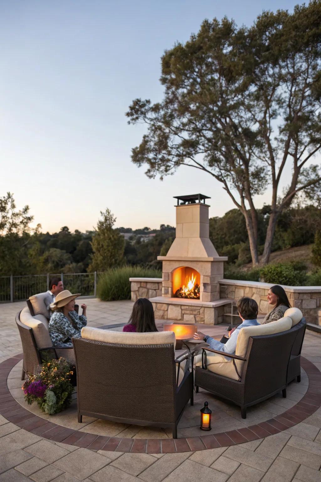 Make a comfortable ring of chairs for warm chats by the fire.