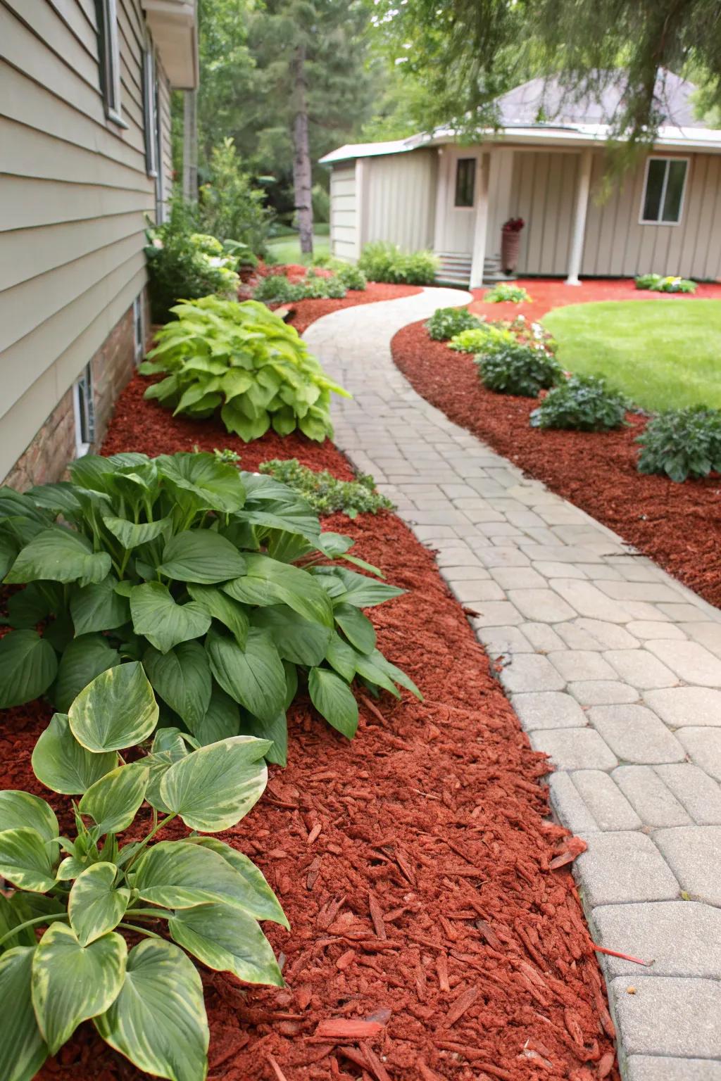 Mulch adds color and keeps weeds down, making your garden look great.