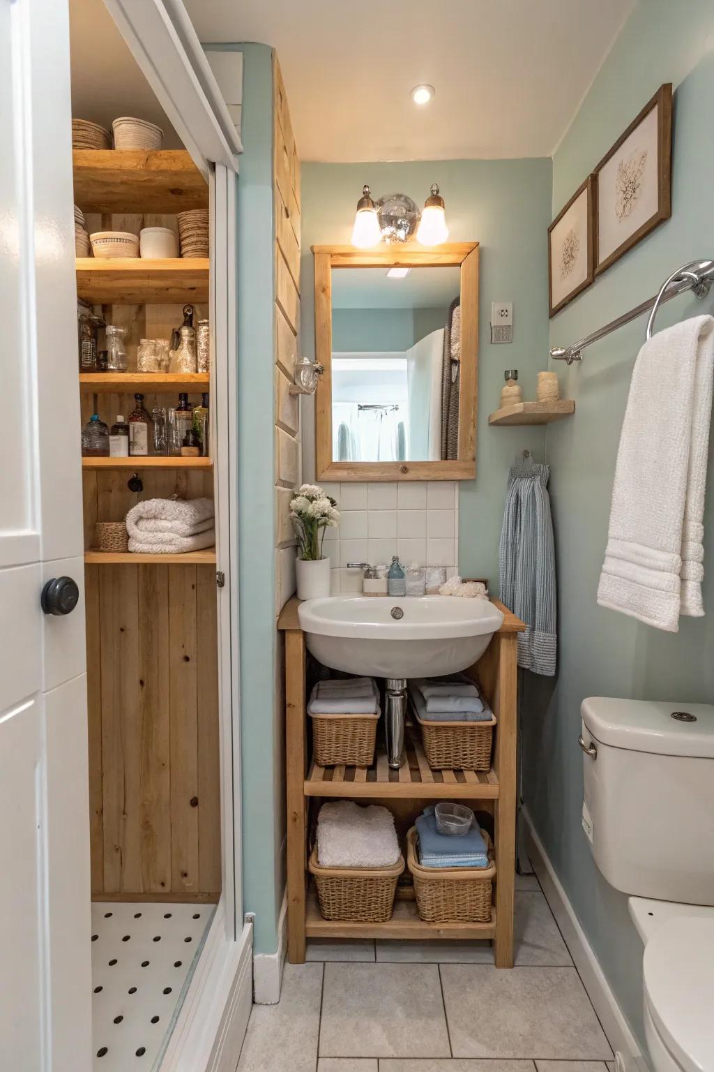 A well-designed compact bathroom maximizes utility and style.