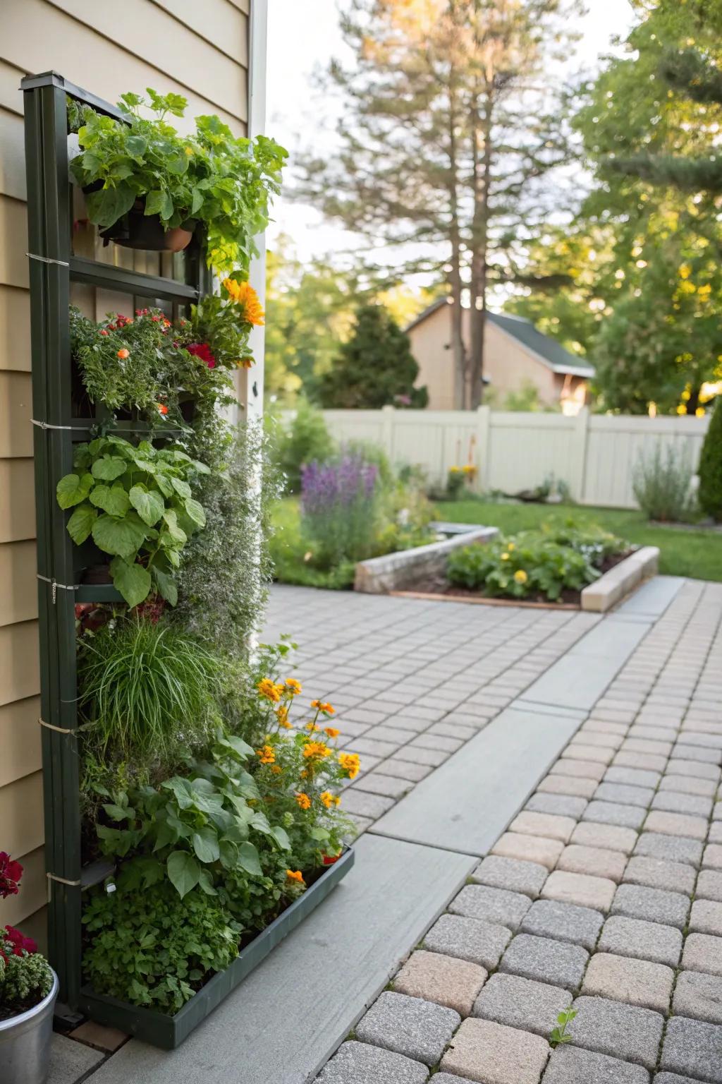 A lush vertical garden that maximizes patio space.