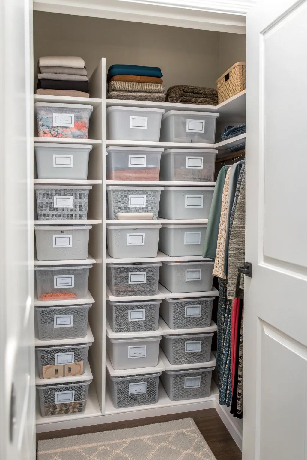 Clear bins offer visibility and organization, making it easy to find what you need.