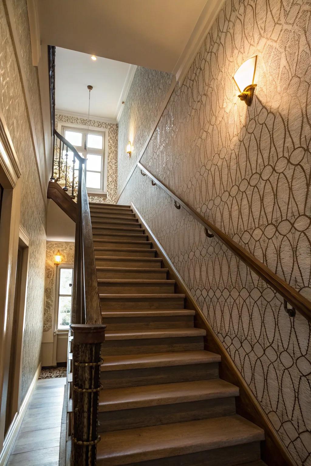 Textured wallpapers introduce intriguing aspects.
