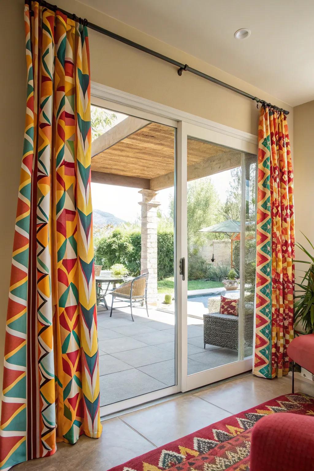 Patterned curtains adding a fun and decorative element