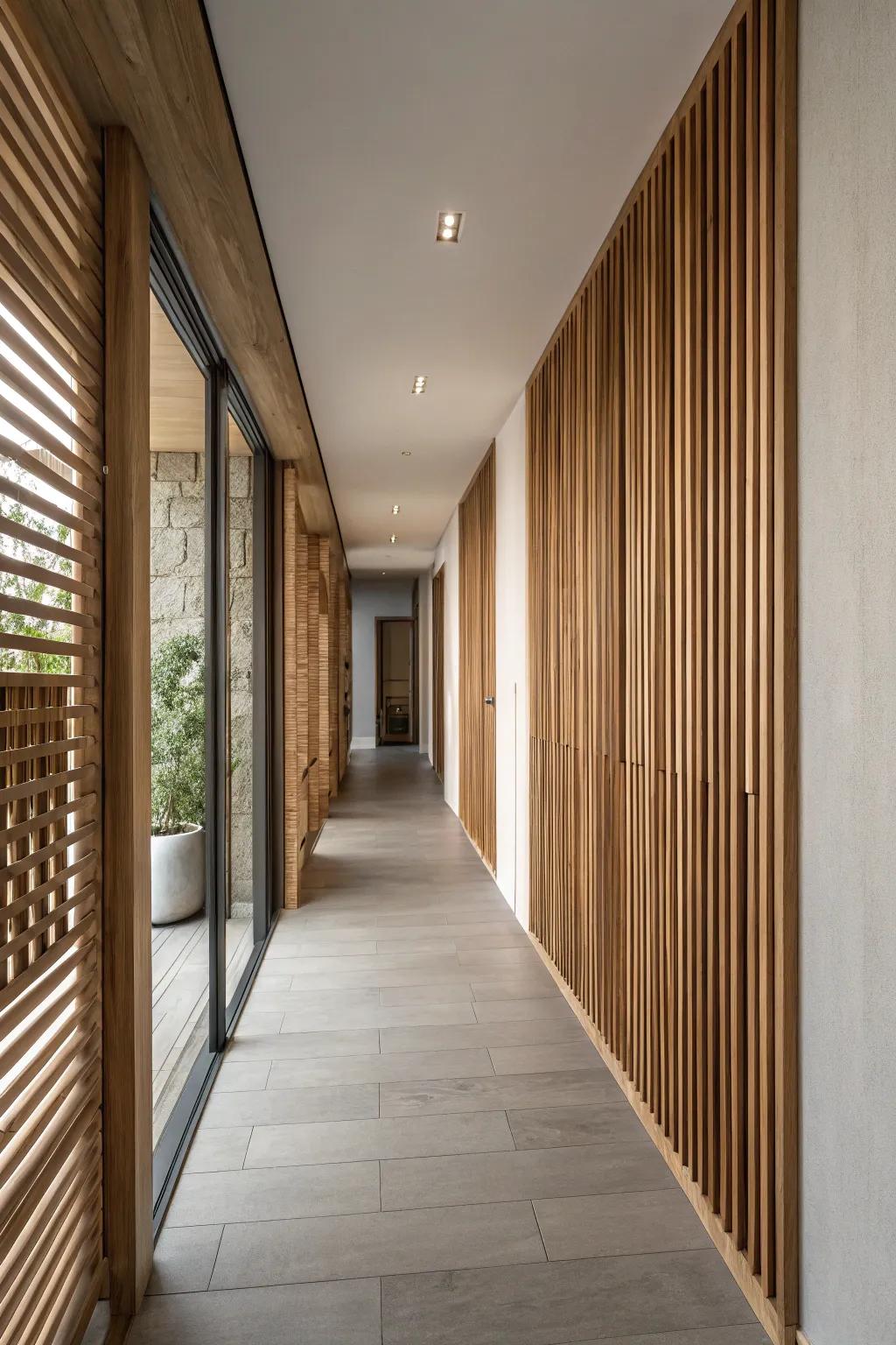 Add depth with textured and varied wood slat designs.