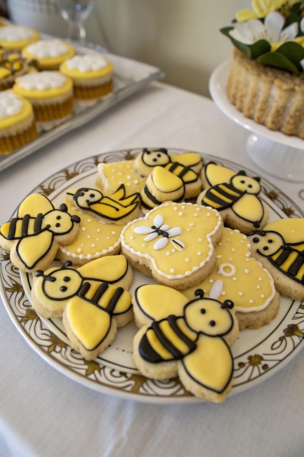Lovingly adorned bee pastries set to be savored.