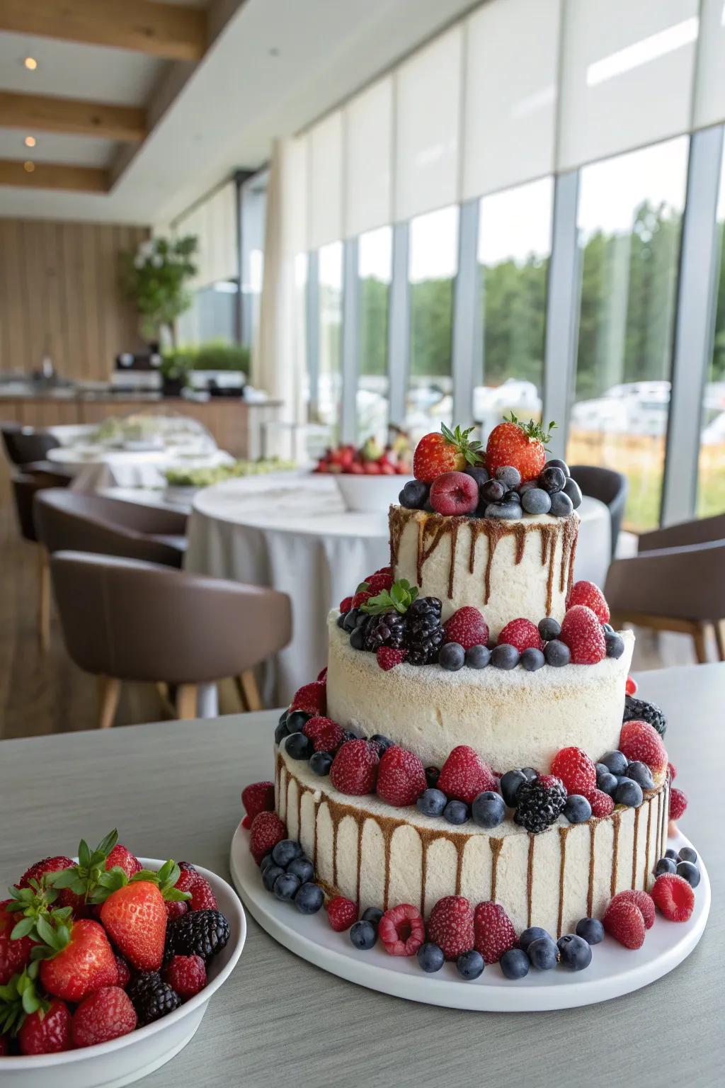 A berry cascade cake that’s dramatic and delightful.