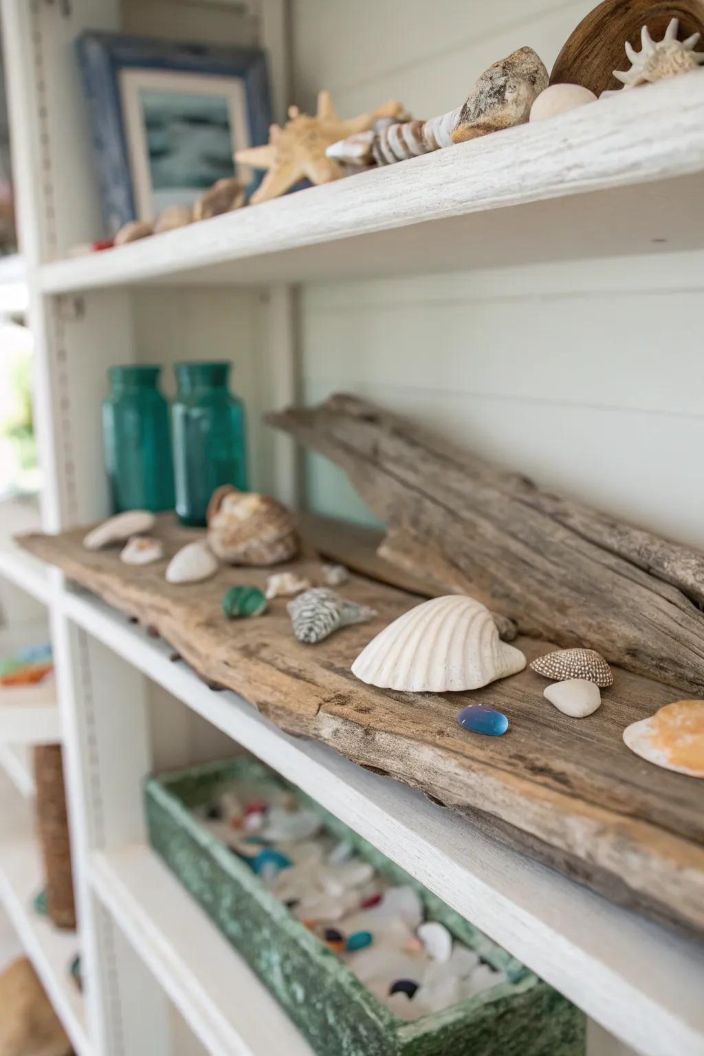 Found objects from the beach add natural charm.