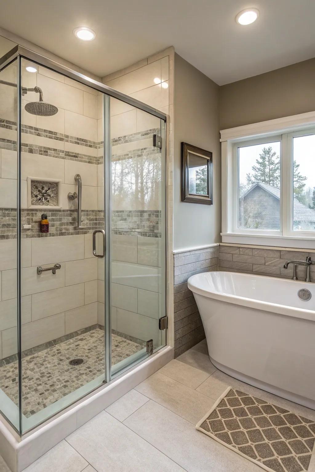 Appreciate adaptability with a shower and tub combination.
