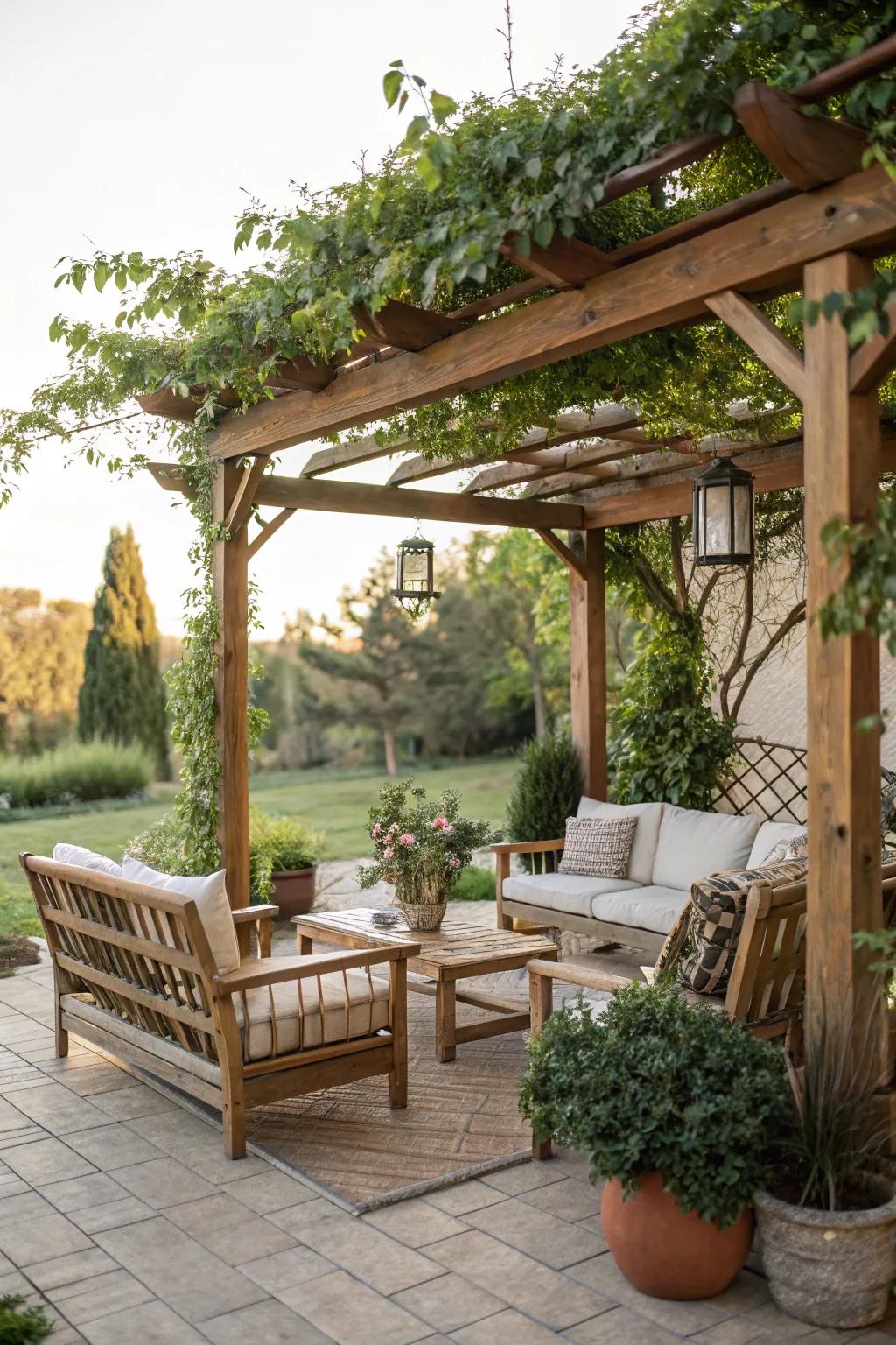 A walkway fashions a comfortable, shaded getaway.