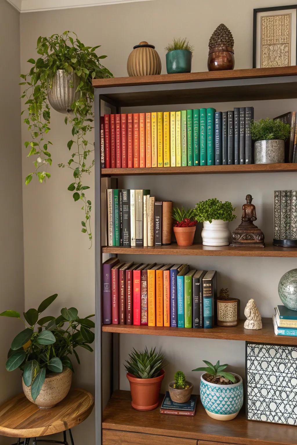 Combine books with your favorite decorative items to add a personal touch.