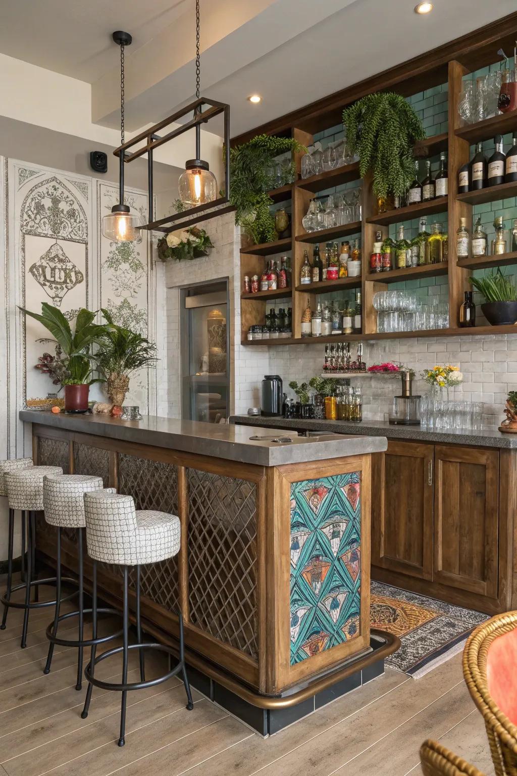 An eclectic mix for a unique and personal bar space.