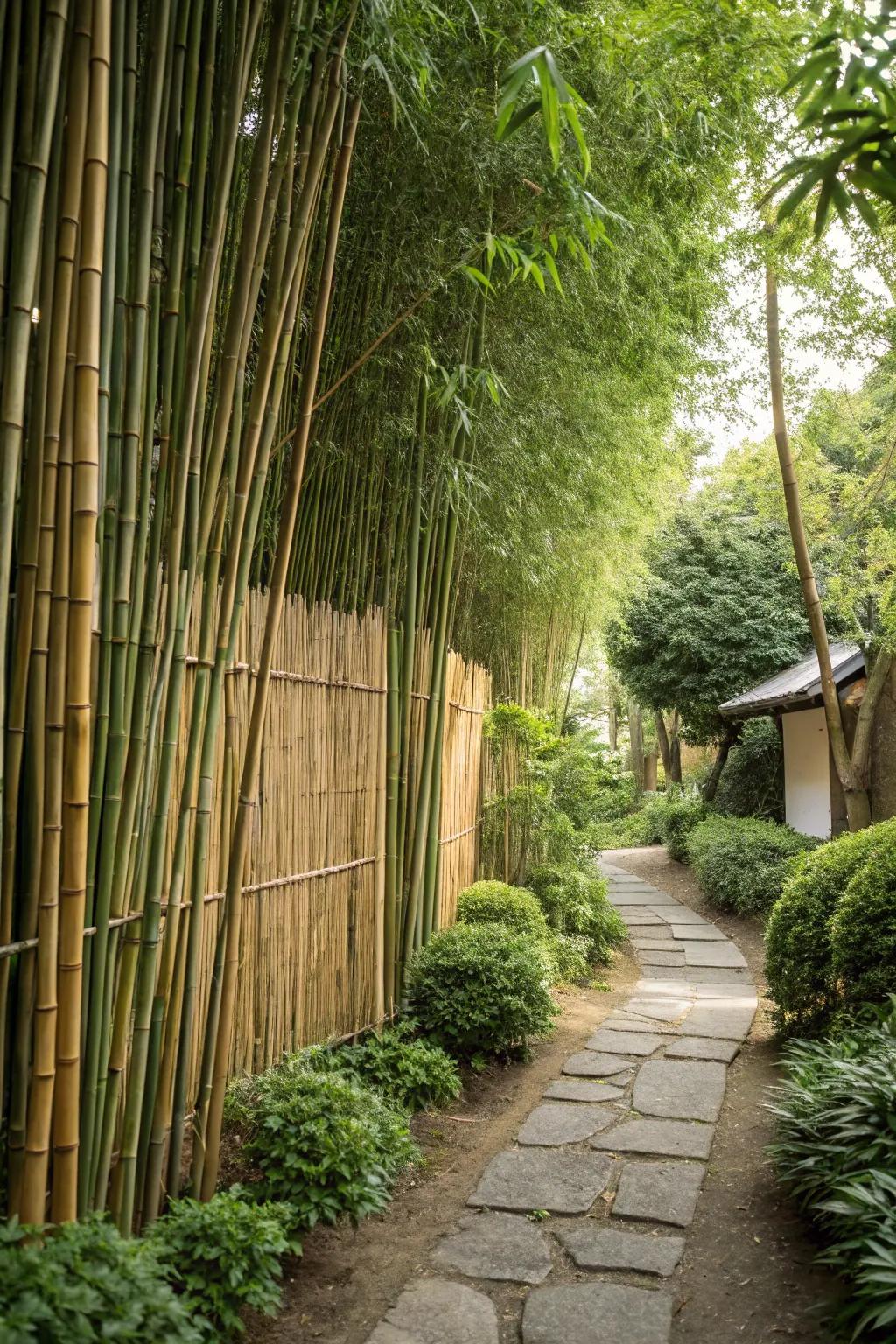 An exotic garden setting enhanced by the elegance of bamboo.