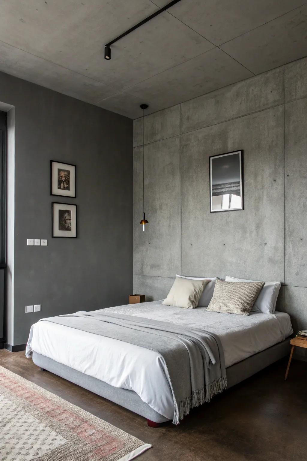 Modern minimalism gleams with a grey accent wall.