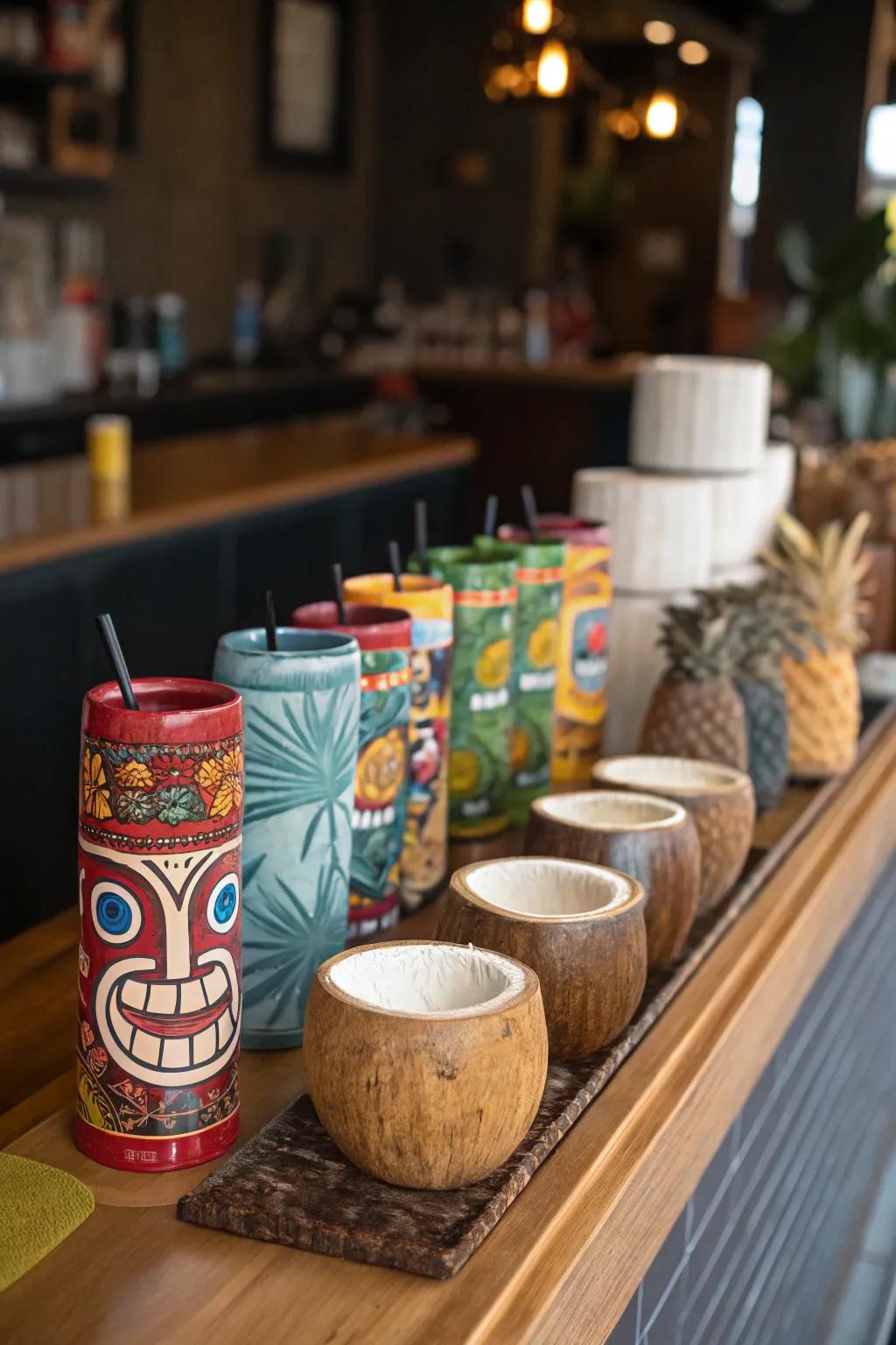 Tropical drinkware adds flair to your cocktails.