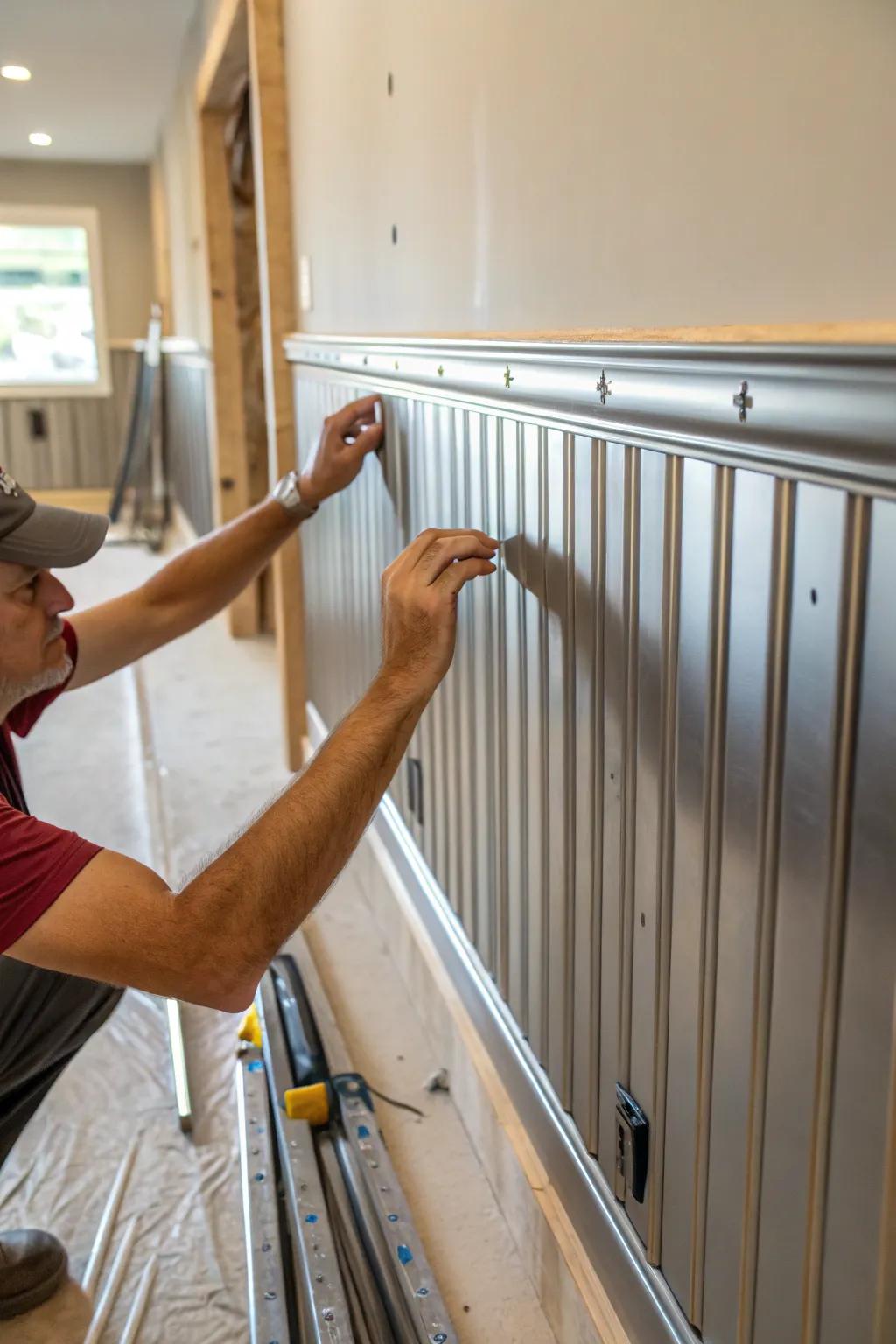 Take on a rewarding DIY project by installing metal wainscoting.