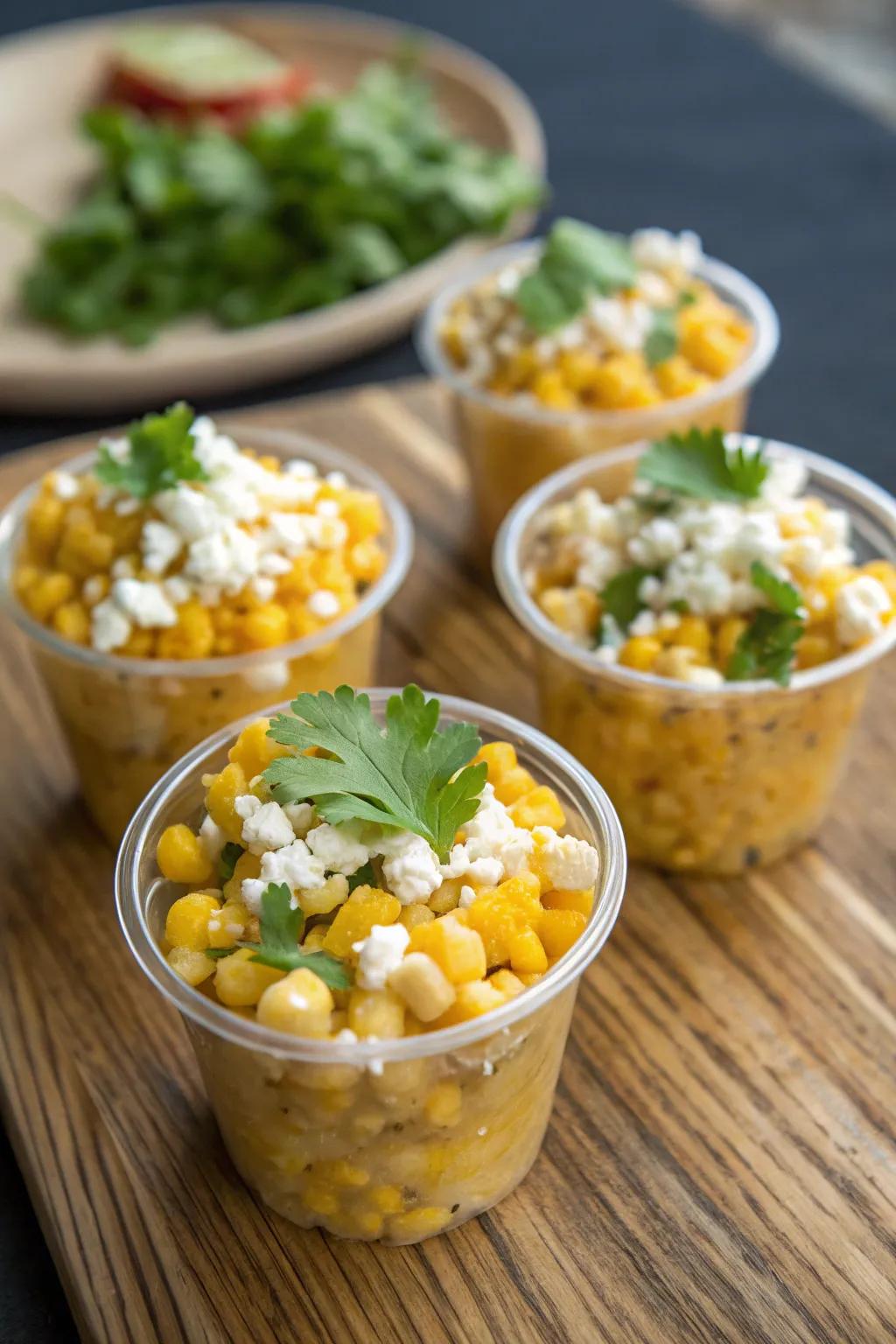 Enjoy esquites, a fun twist on traditional elotes.