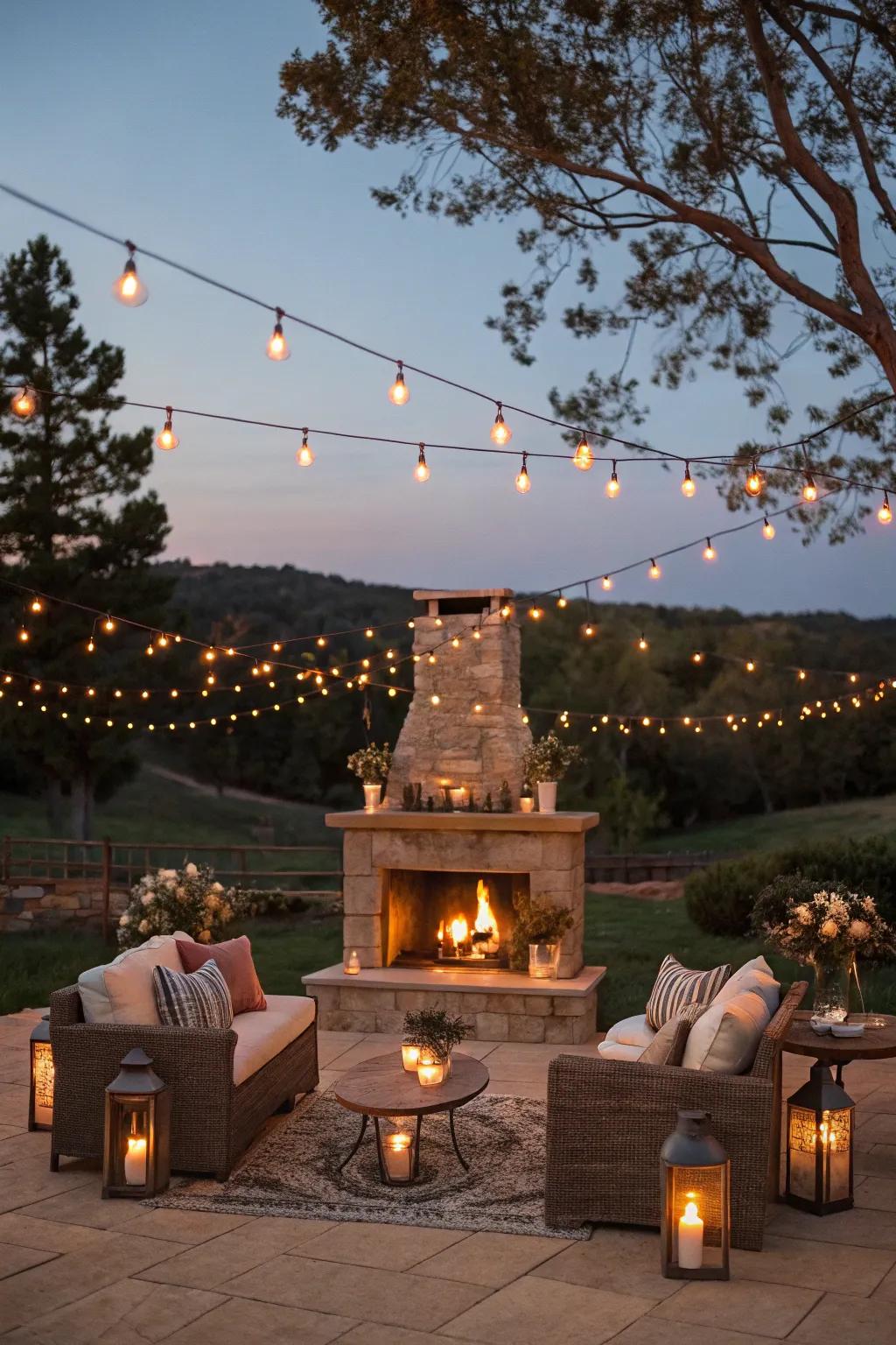 With captivating ambient lighting, improve the ambiance of your fireplace area.