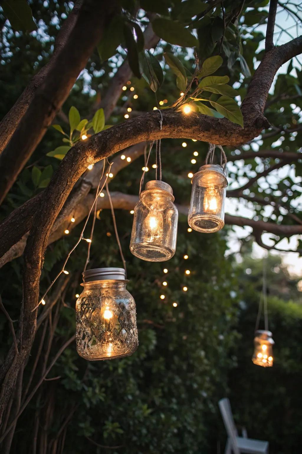 Craft a whimsical atmosphere with mason jar lights.