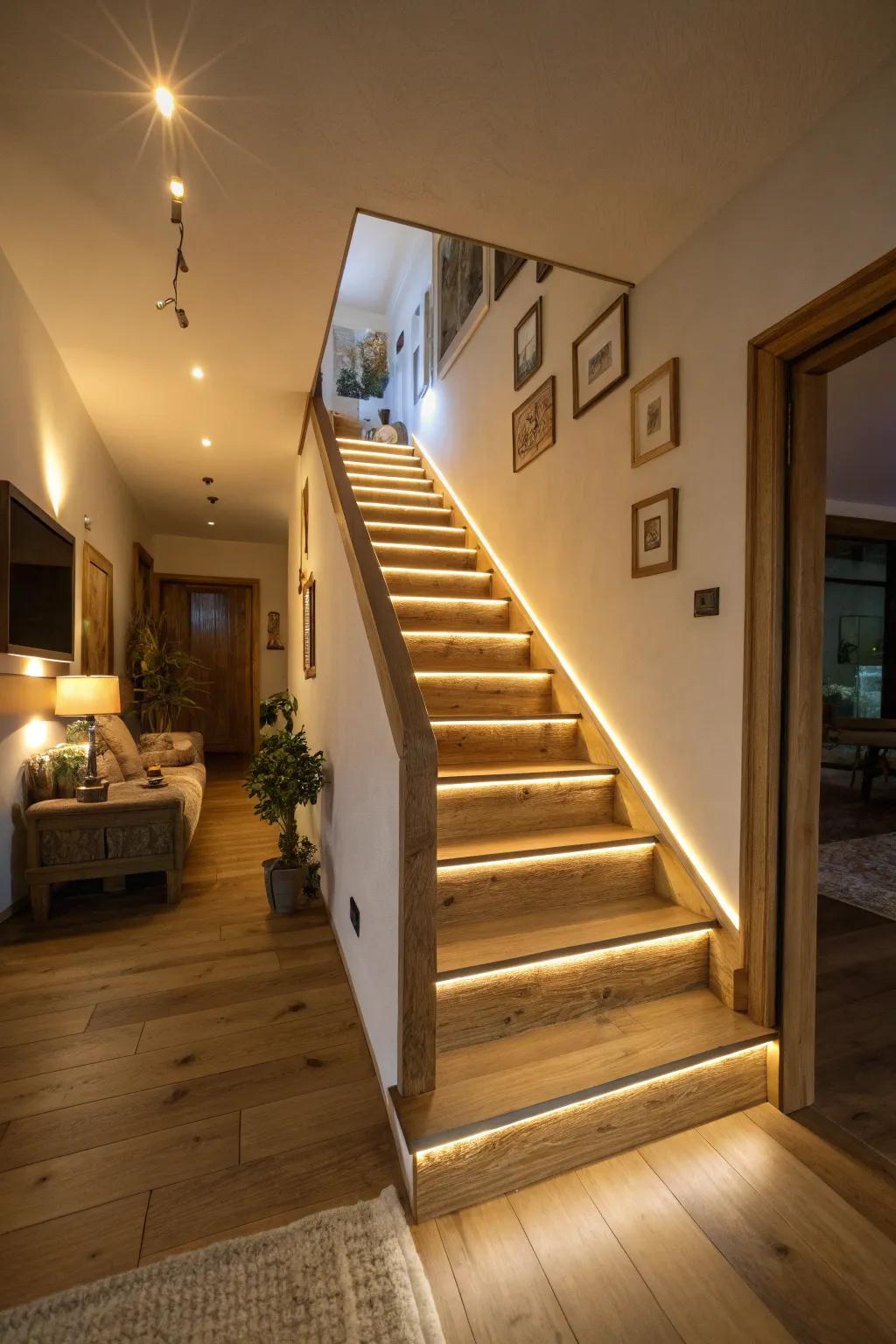 Lighting can add a warm and welcoming atmosphere to your stairs.