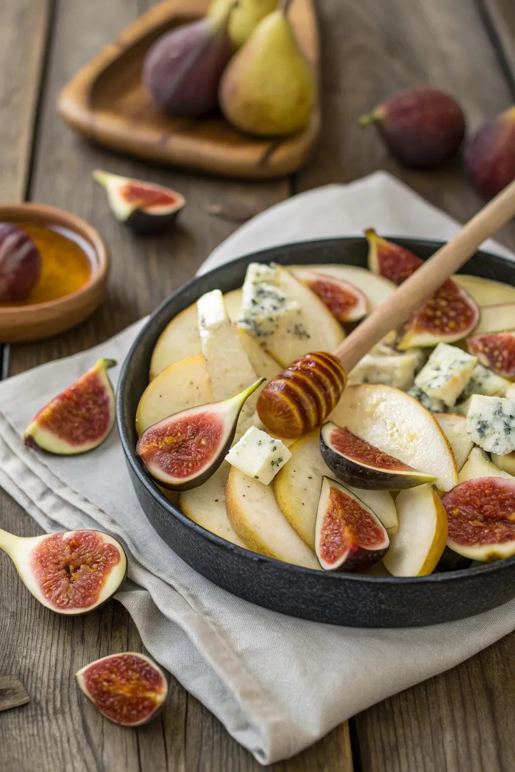 A rich pear and fig platter is both sweet and savory.