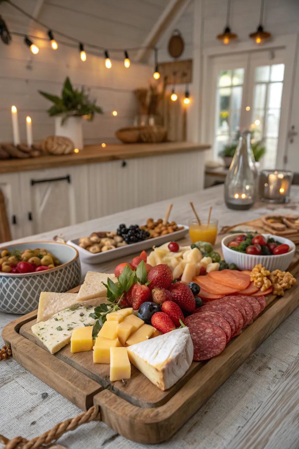 A wooden board adds rustic charm to the presentation.