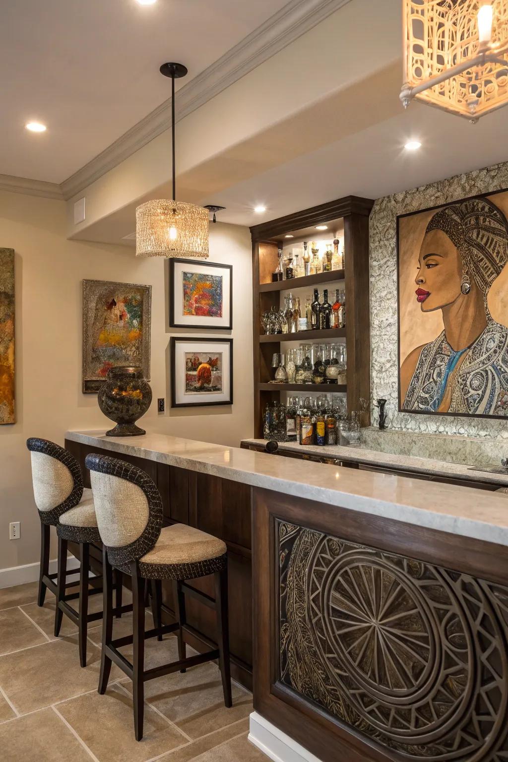 Artistic touches add character and personality to your bar.