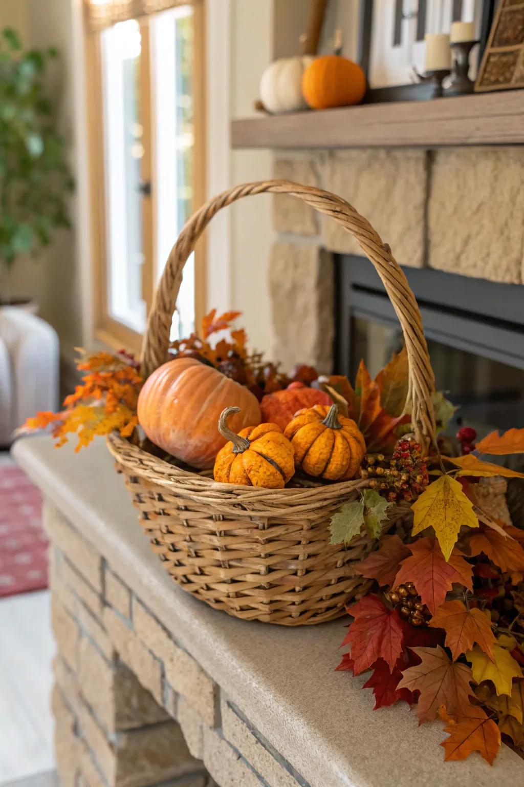 Mini gourds add a traditional touch to your boo basket.