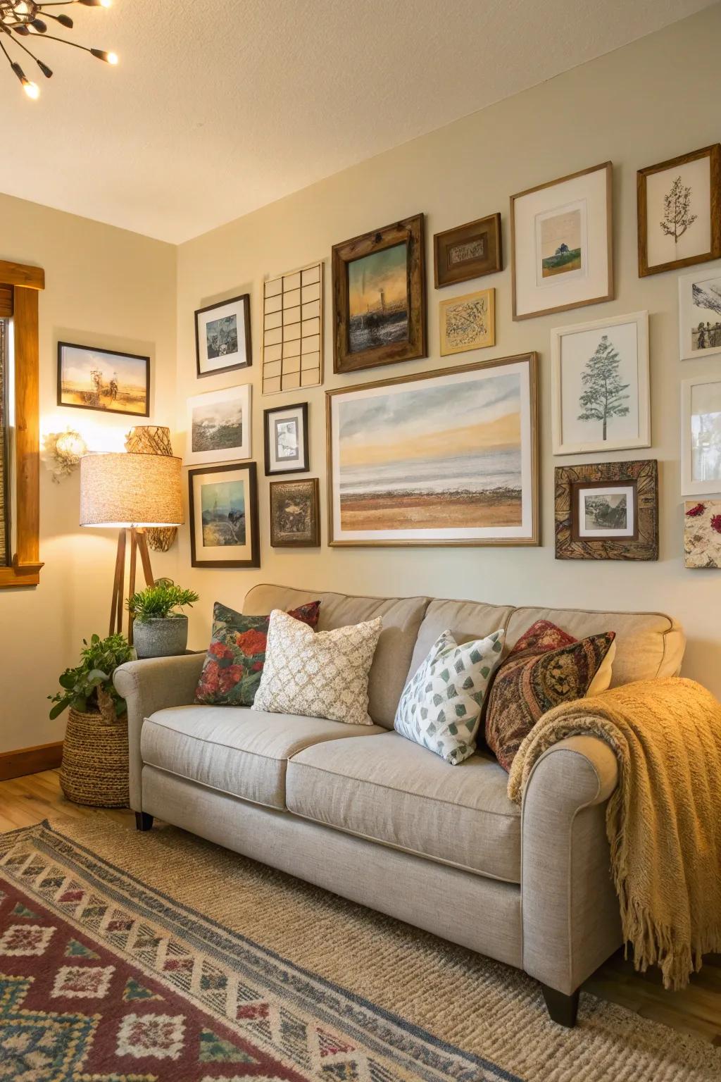 Gallery walls offer a curated, personal display of art.